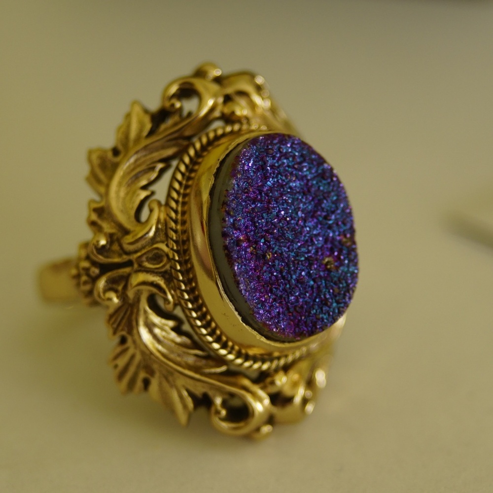 Nicky Butler Ring Purple Druzy 9 Cocktail Ring